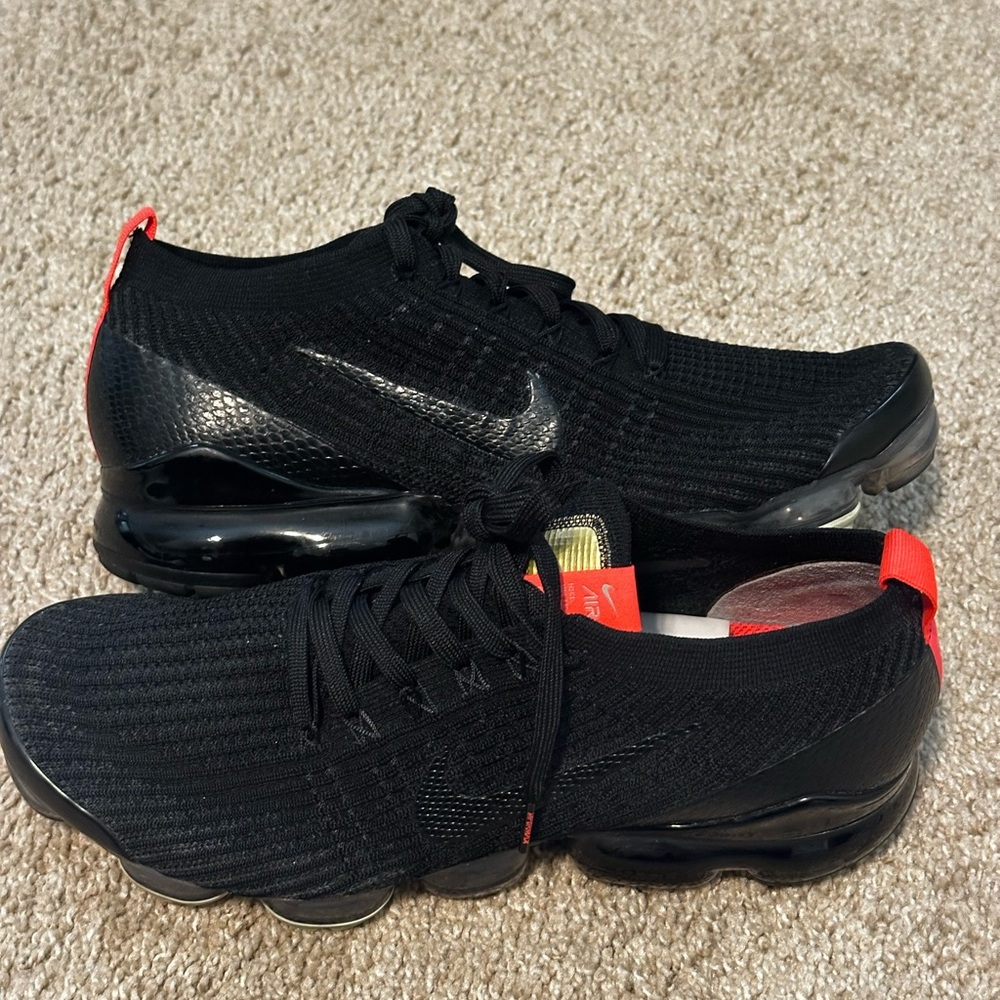 Nike Black and Red VaporMax Sneakers with Air Bubble Sole